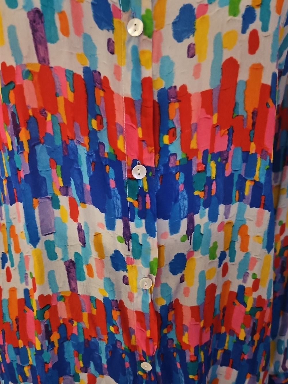 APNY Abstract Multi-Color Button-Front Blouse - Picture 5 of 9